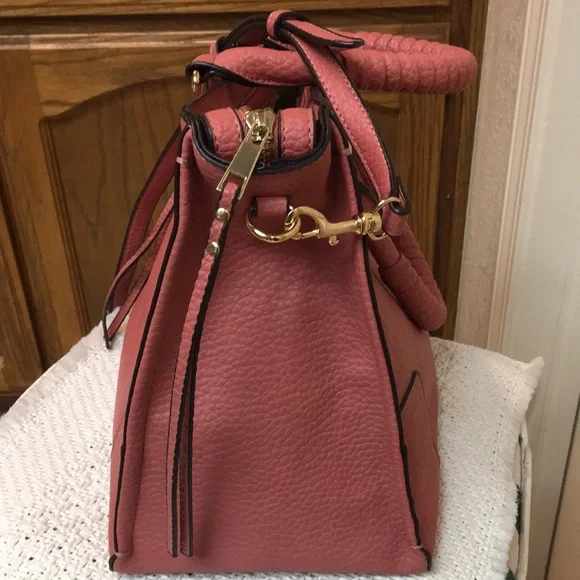 Elegant Salmon Leather Handbag Satchel/Crossbody - Picture 12 of 13